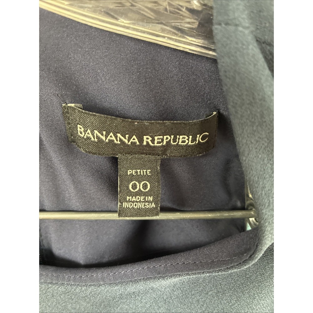 Banana Republic Navy Blue Sleeveless Fit & Flare Ruffle Dress 00 Petite - Picture 6 of 12